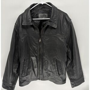Vintage R&O Pebbled Smooth Genuine Leather Jacket Lined Business Soft Y2K Men L